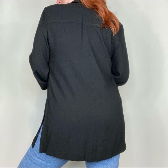 Vintage 90s Josephine Chaus Black Oversized 10 Longline Button Down Blouse - Picture 8 of 11